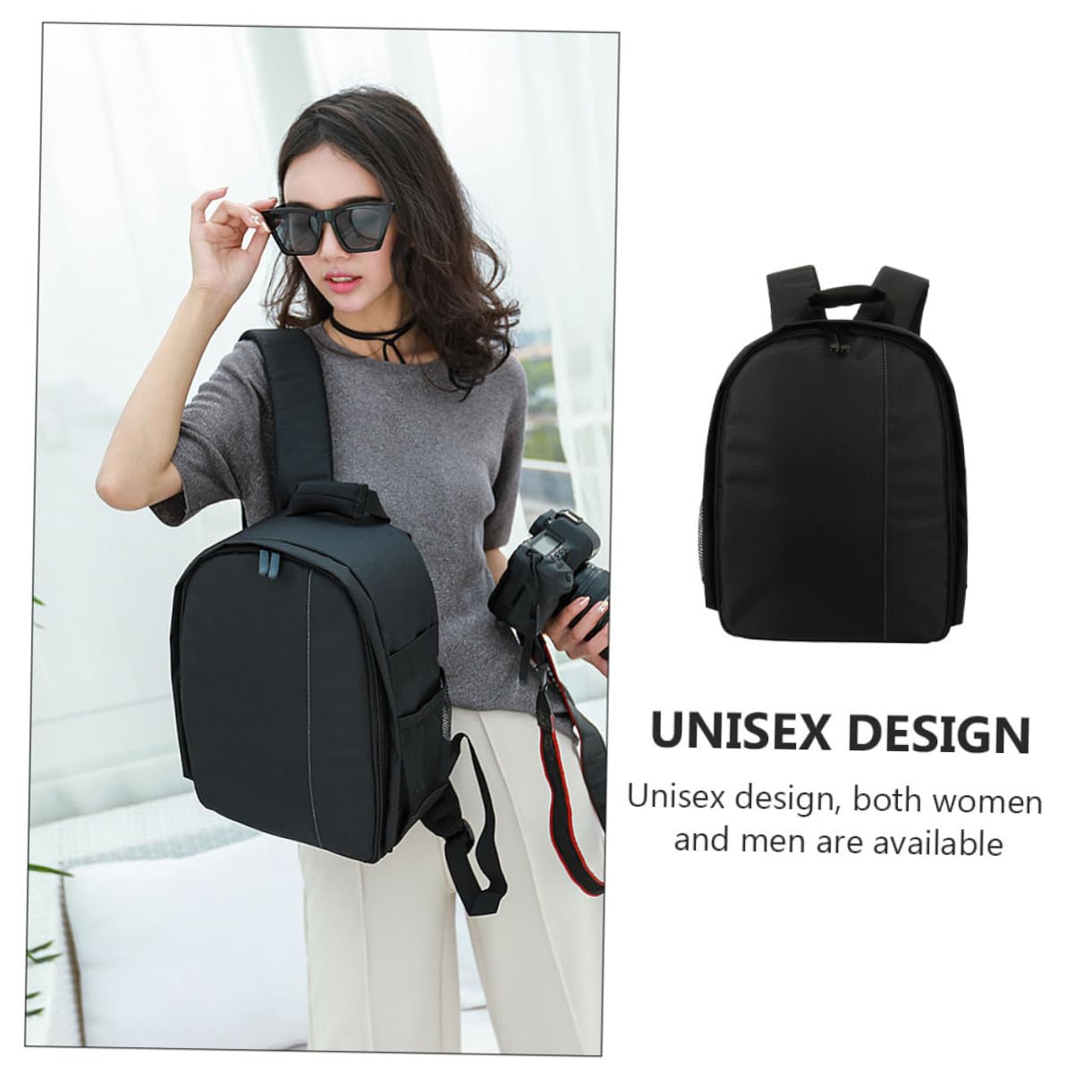 Mikikit Zaino in Nylon per Fotocamera Dslr Scomparto per Tablet e Computer, Borsa Resistente per Uomini e Donne in Attività Outdoor