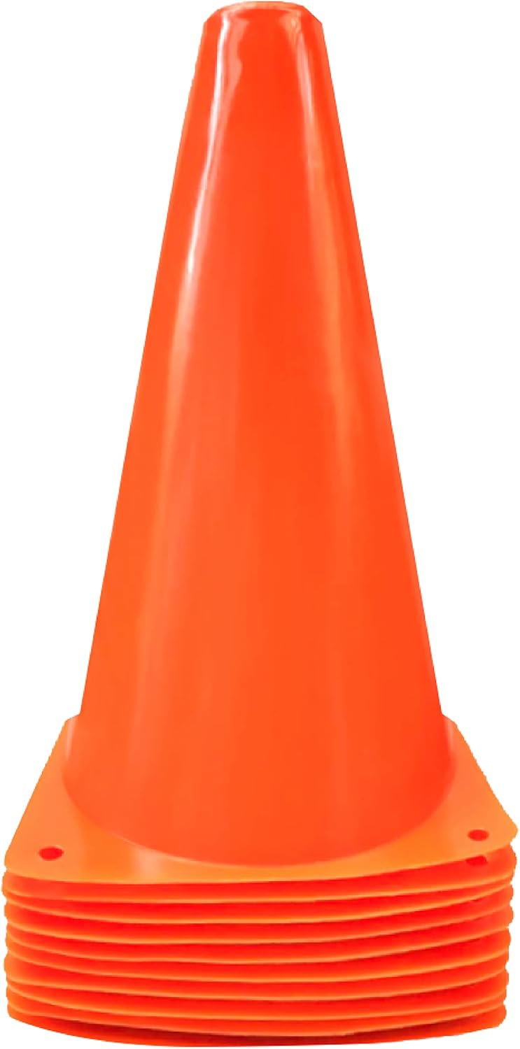 9 inch Plastic Sport Training Traffic Cone Traffic Safety Cones Sign Sport Soccer Football Training Cone Small 9″ (Set of 10) Sports Outdoor Indoor Marker Activity Agility