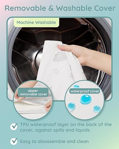 Miniatura 7 de Lilian&Gema Pack and Play Colchón de 38 x 26 x 1.5 pulgadas, colchón portátil para corral, cubrecolchón Pack N Play, funda suave, transpirable e