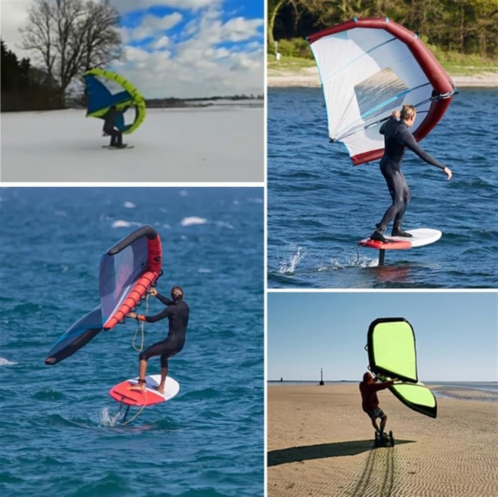 Aufblasbare Flügelfolie, Surfflügel, Windflügelfolie, Handfolien-Flügeldrachen, mit Aufbewahrungstasche und Leine, zum Surfen, Skifahren, Surfen, Wasserspielen