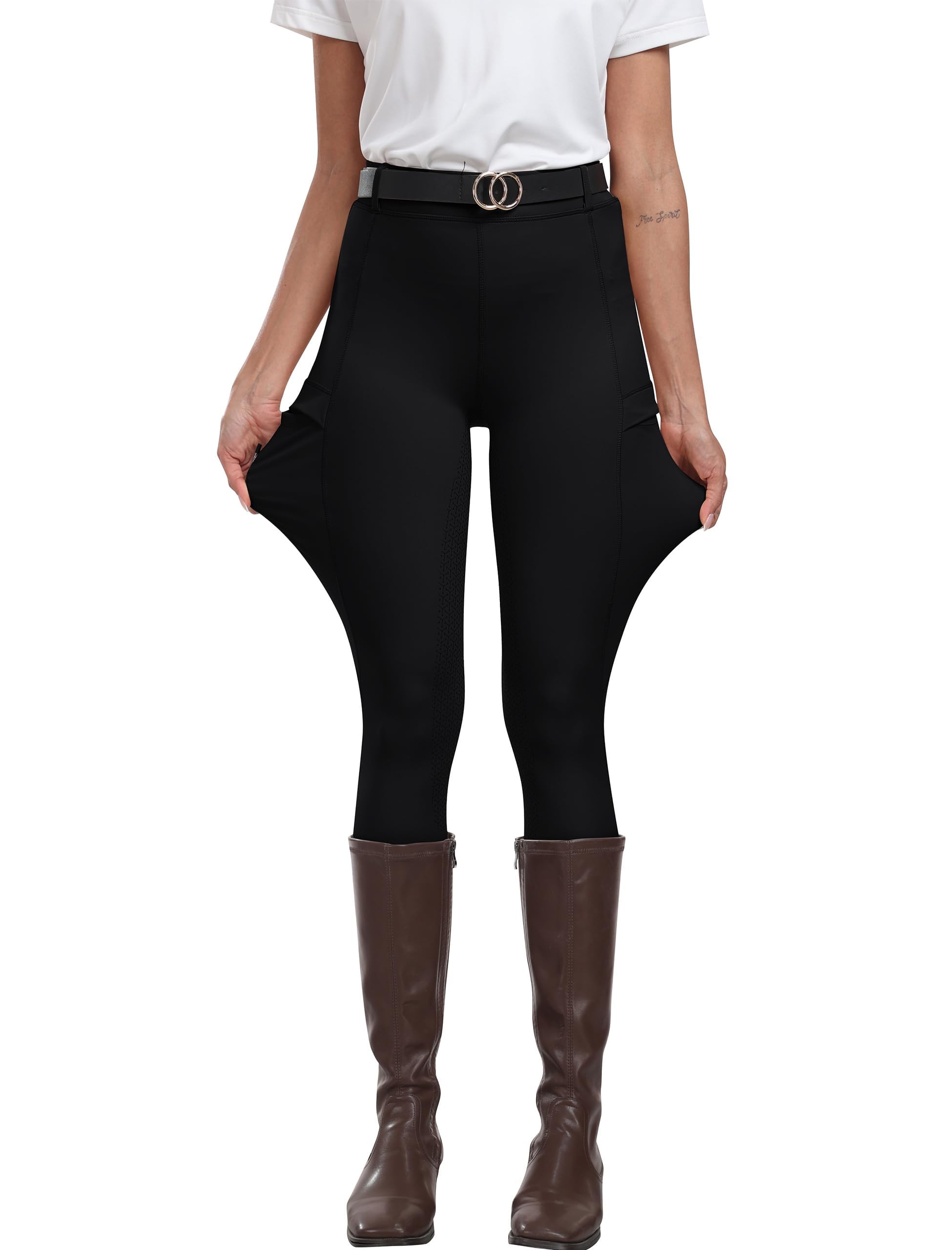 MoFiz Pantaloni Equitazione Donna Leggins Equitazione Pantaloni alla Zuava in Silicone a Seduta Intera Pantaloni per Estivi - 3