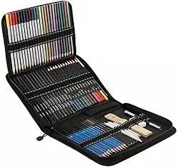 Conjunto de lápis de arte profissional com 72 peças, Kit de esboços para caderno de desenho, aquarela, grafite, metal, lápis de carvão para artistas iniciantes adultos e crianças adolescentes