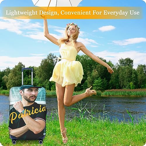 Custom Luggage Cover Personalized Luggage Cover Customize Your Photo Text Logo Name Double-Sided Elastic Washable Customizable Print Suitcase Sleeve Protector for Women Men for Travel (XL)3