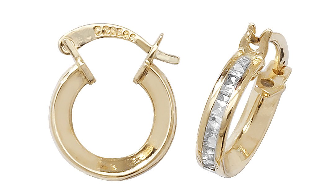 Boucles d'oreilles or 375/1000 femme oxyde zirconium 14mm WJS37139KY - 2