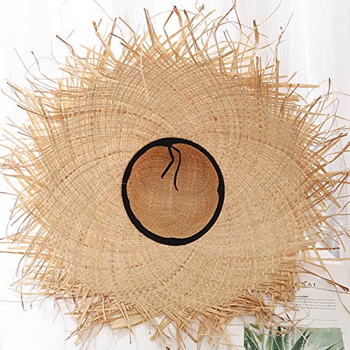 Womens-Beach-Sun-Straw-Hat-Summer-UV-Sun-Hat-Wide-Brim-Fringe-Beach-Hat-Boho-Floppy-Hat-Fishing-Cap