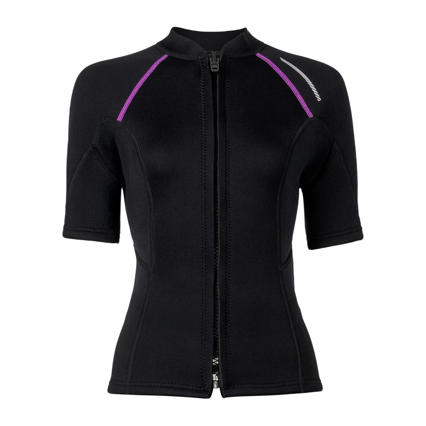 Muta da donna a maniche corte con zip frontale da 1,5 mm, in neoprene, per nuoto, surf, snorkeling