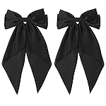 SUSULU Black Ribbon Bow Hair Clips with Long-Tail - Party Hairpins and Accessories for Women and Girls, 2pcs