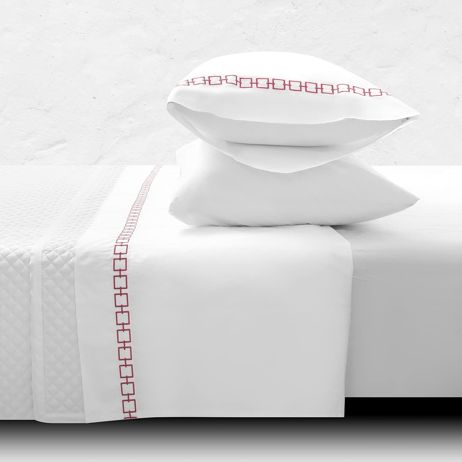 ORNISA King Size White Sheet Set 300 Thread Count 100