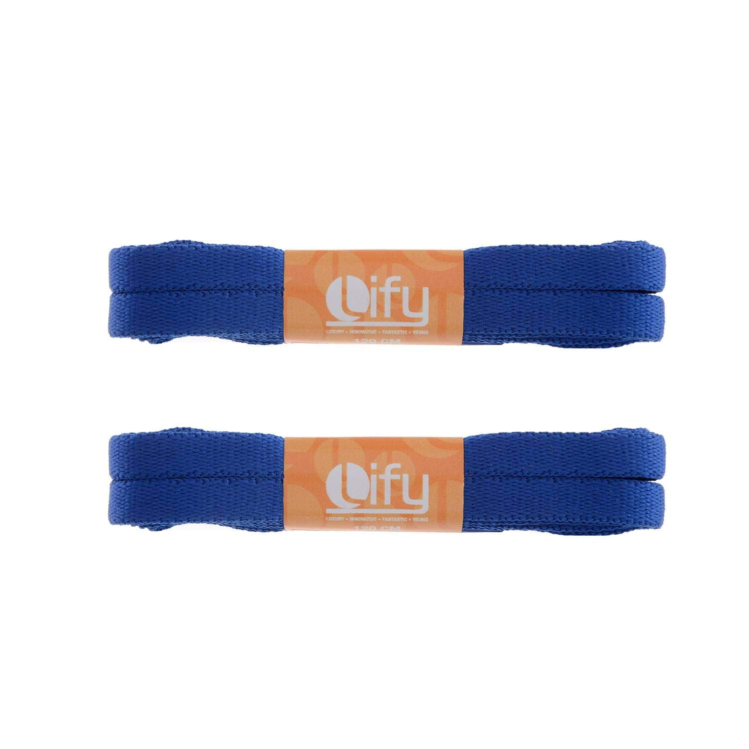 Lify 2 Pair Polyester Flat Shoe Laces for Athletic, Running - 5/16 Wide Shoelaces for Sneakers Shoes Boot Strings (150CM (59.05 Inch), Royal Blue)