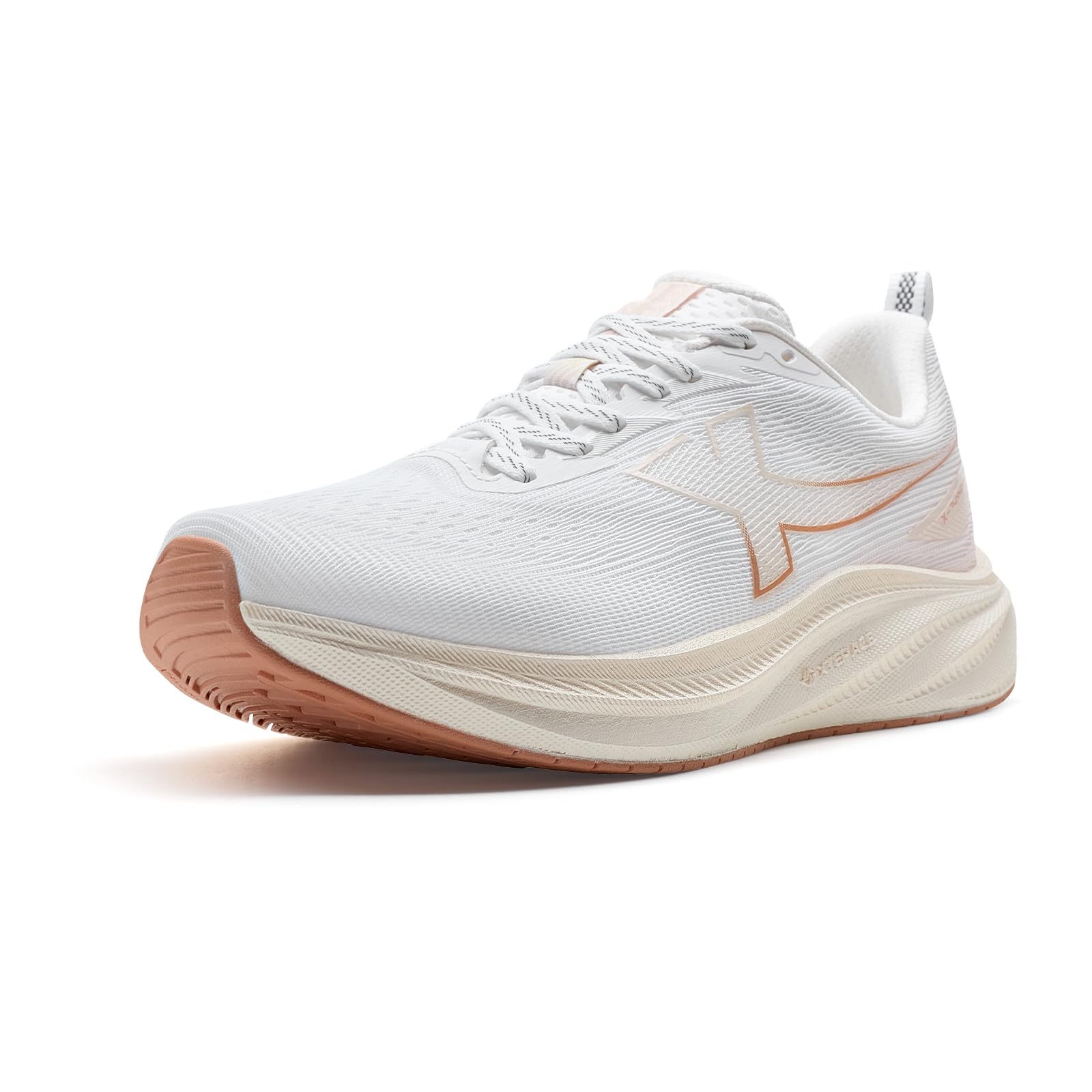XTEP Damen Laufschuhe Weit, Dämpfung Joggingschuhe, Atmungsaktive Runningschuhe für Breite Füße, Leichte Sportschuhe mit Breite Passform, Weiß-Rosa, Gr.36-40