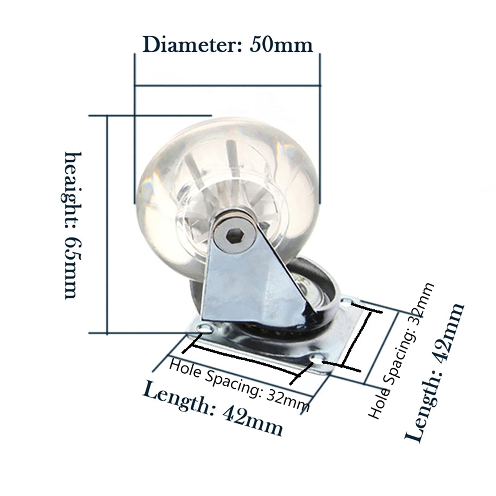 2/4/5 PCS Transparent PU roulettes de Meubles de Meubles de Meubles Lourds de roulettes pour la Chaise de Bureau de Voiture pour Enfants (Color : 5pcs)
