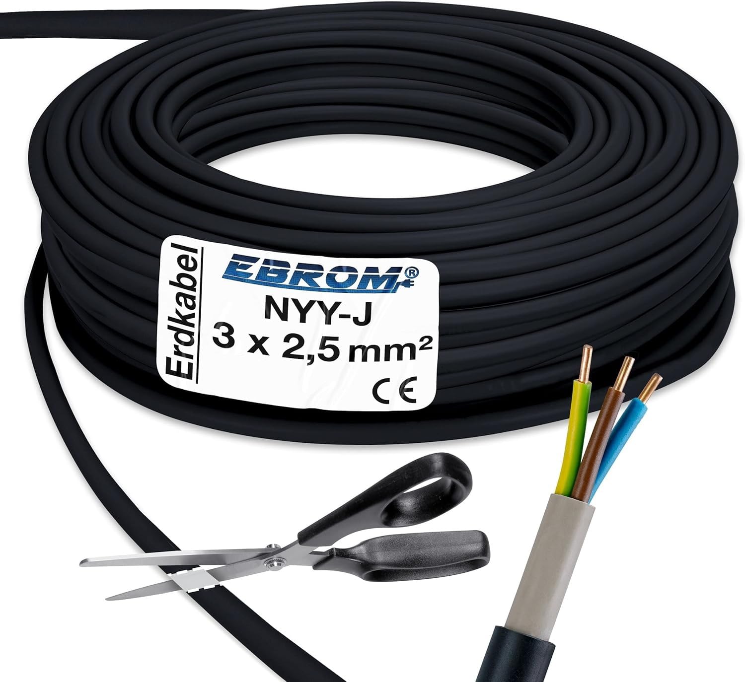 25 m NYM-J 3x1,5 mm² Elektro Installationsleitung inkl. 20 Steckklemmen günstig online kaufen