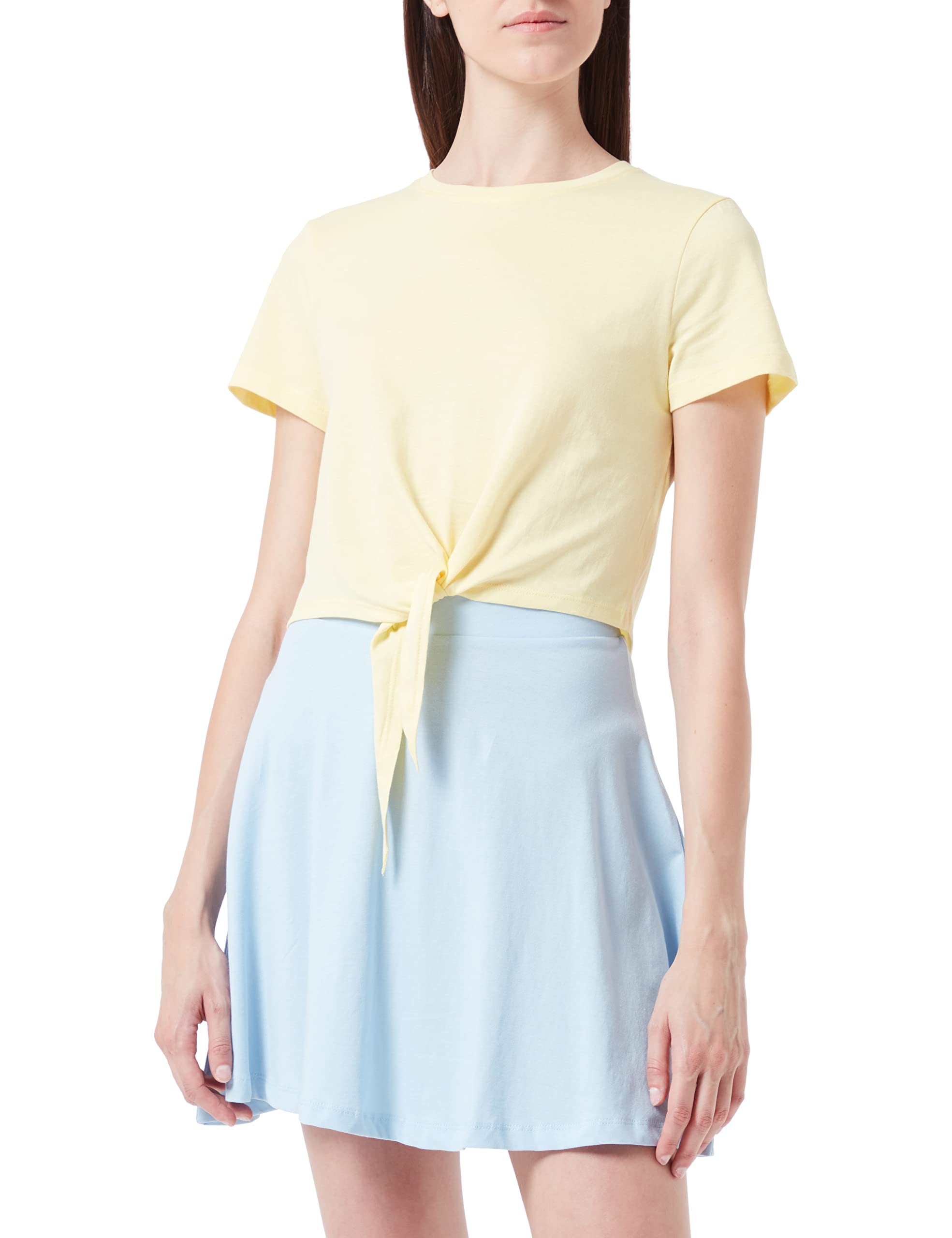 ONLY Women's ONLMAY S/S Short Knot TOP JRS T-Shirt, Lemon Meringue, XL