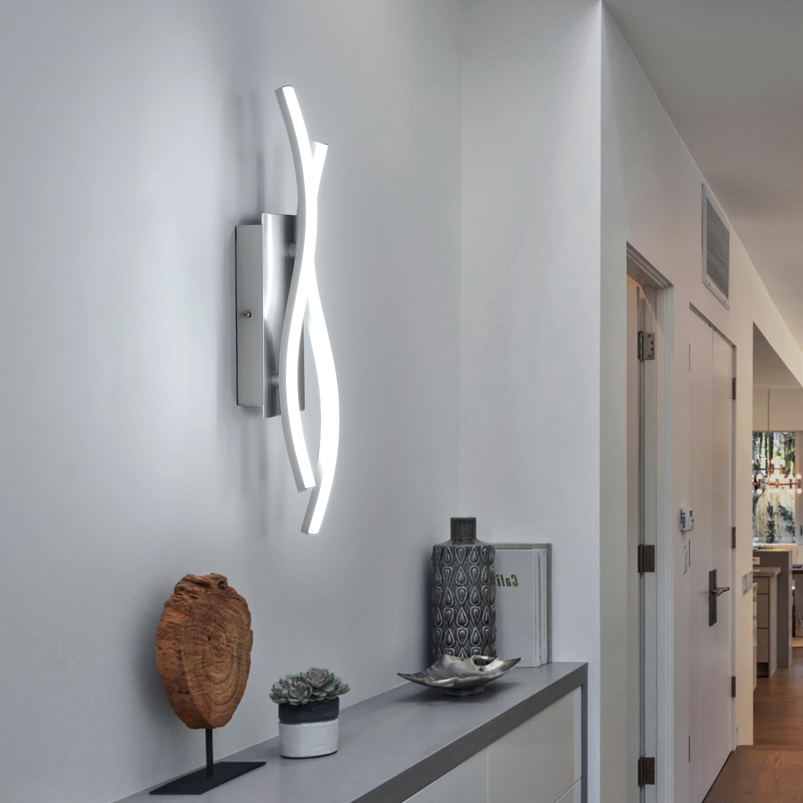 Applique Led da Parete Interno, Lampada da Parete，20W Applique Camera da Letto Luce Bianca Fredda 6500K, Moderno Lampada Muro, per Camera da letto Soggiorno Bagno Corridoio