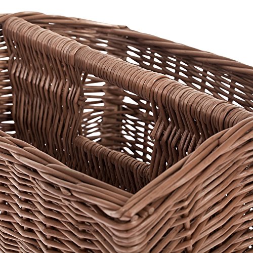Revistero de Mimbre artesanal e-wicker24 marrón oscuro de diseño trenzado 4