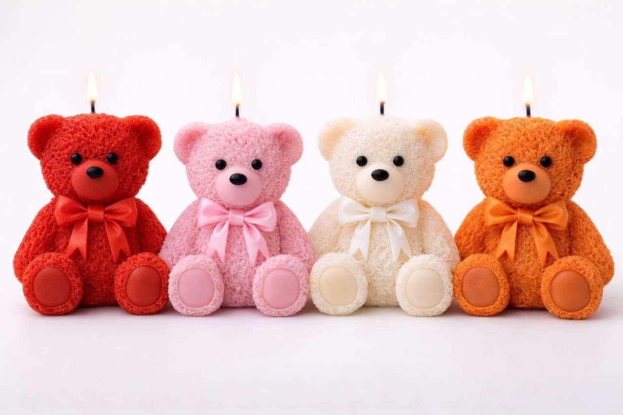 Teddy Bear Shape Decorative Candles, Soy Wax, Pack of 4, for Home Decoration-image-28