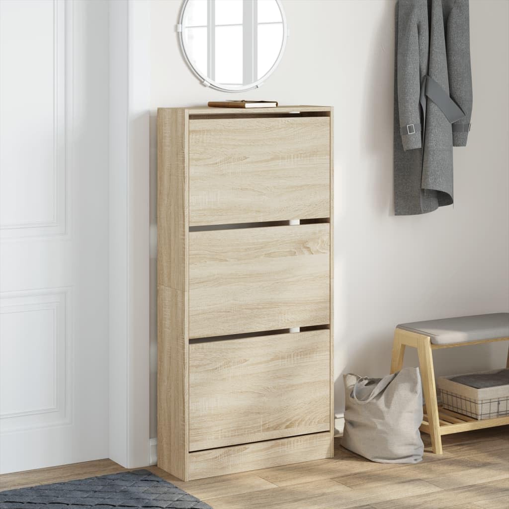 Zapatero de roble de 60 x 21 x 125 5 cm de madera de ingeniería nizador de almacenamiento de zapatos estante de almacenamiento de calzado muebles de pasillo para el hogar