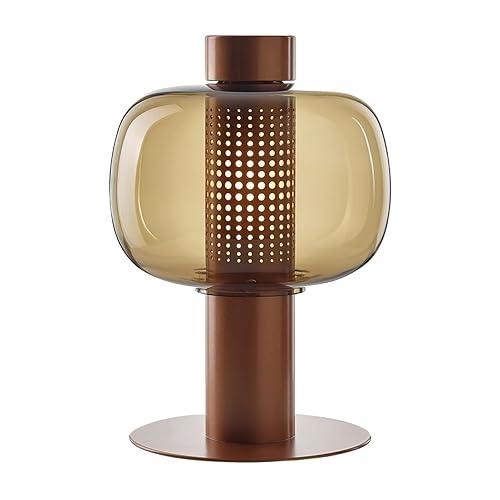 PURESILKS Modern Table Lamp Glass Shade Gold Base Minimalist Design Living Room Bedroom Office Coffee Shop Dimmable LED Light Decor Ambient Lighting