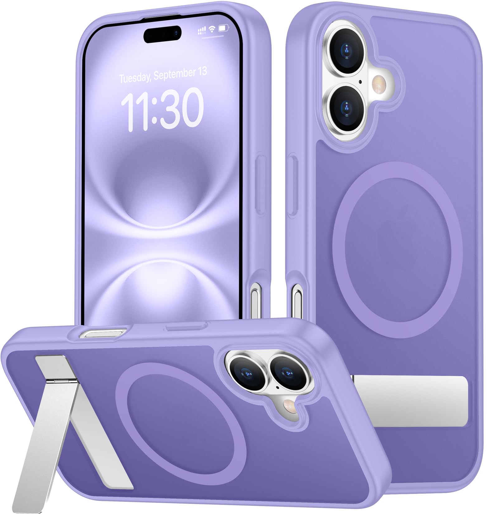 SPIDERCASE Magnetic for iPhone 16 Case,Built-in Kickstand,Light Purple