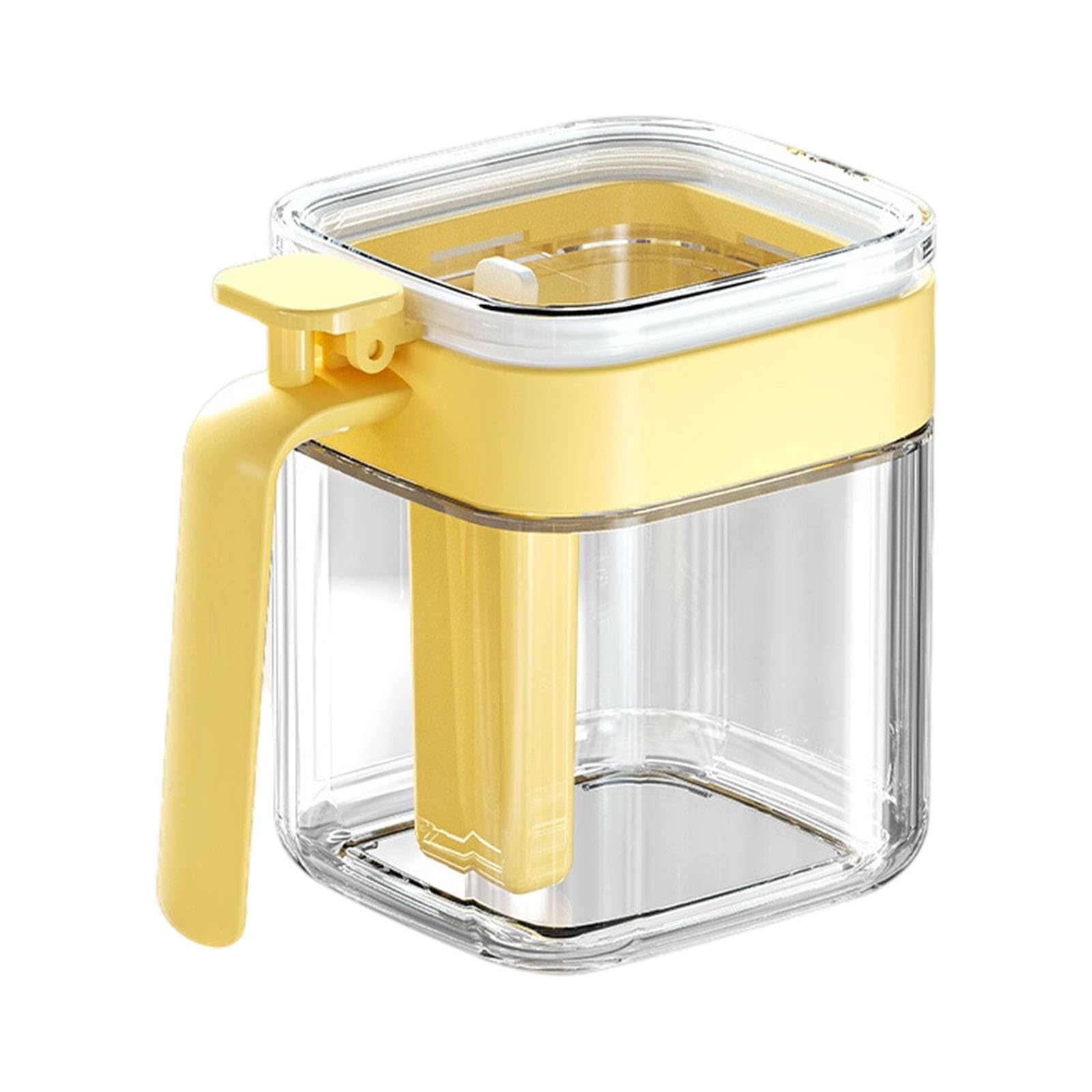 Msioytog Silicone Glass Salt Jars with Spoon Compartment Proof Kitchen Storage Container for Sugar Seasonings Leakproof Glass Salt Container with Detachable Spoon