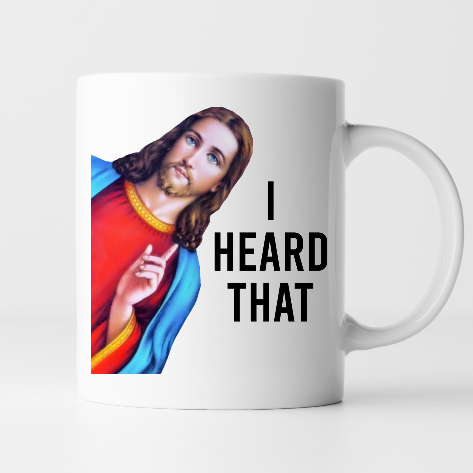 -11oz- Jesus I Heard That Coffee Mug, Funny Jesus Meme Coffee Cup, Christian Gift Mug, Catholic Gift, Bible Church Gift, Jesus Mug, Ceramic Glossy Mug Gift for Family, Friends, Coworkers