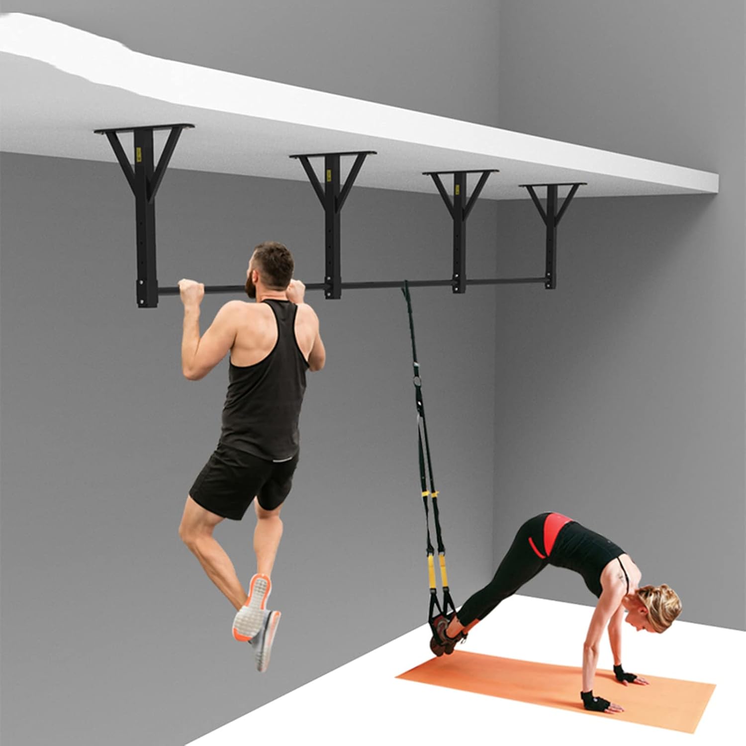 HOBEKRK Strength Training Pull-Up Bars Dip Stands Dip Station Wall Mounted Pull-Up Bar Gym Slim Heavy Duty Dip Bars Chin Up Bar Large Base of Horizontal Pull Ups at Home,Black : Sports & Outdoors