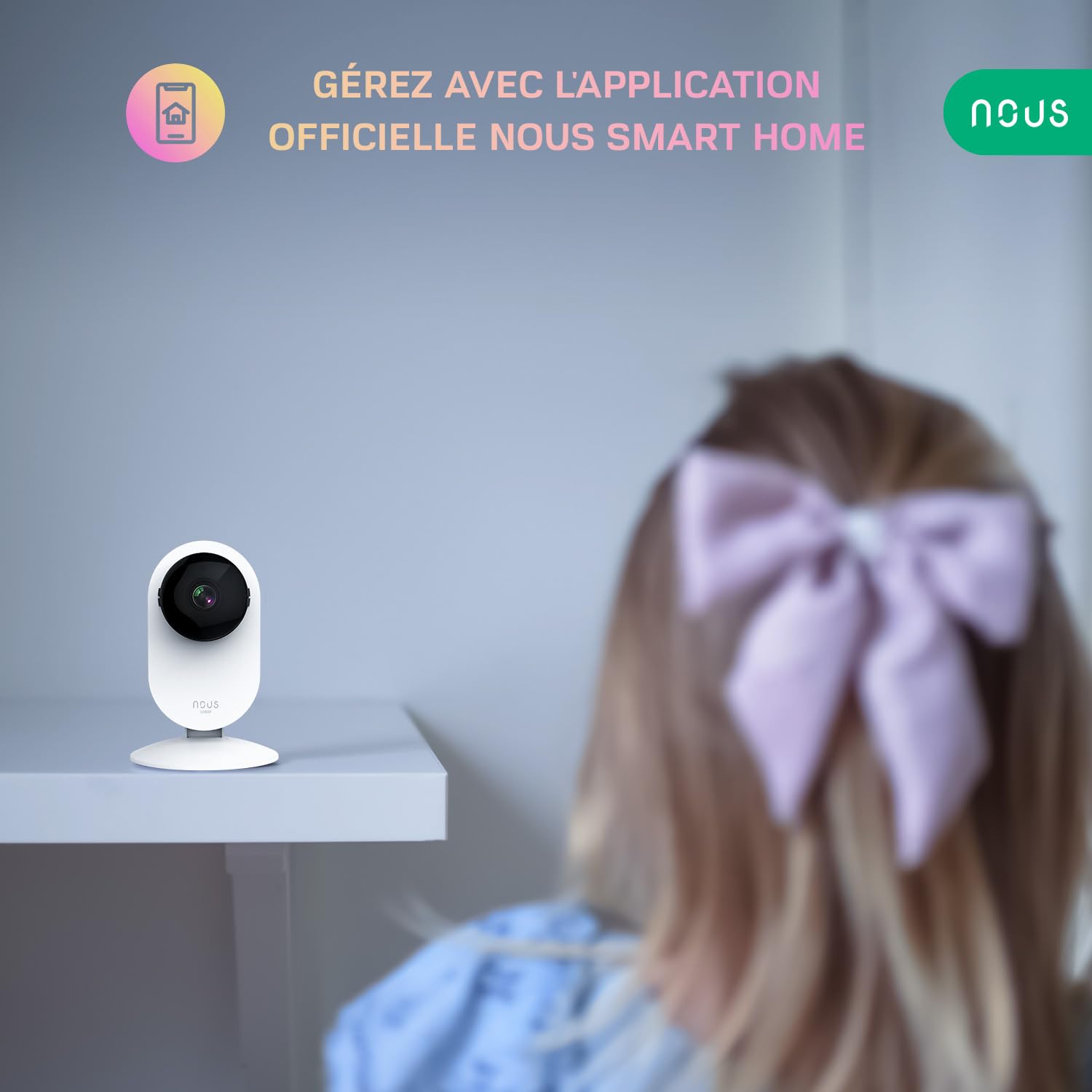 Kamera NOUS W3 WiFi, kamera dla psa, kamera dla dziecka, kamery do monitoringu, wewnętrzna kamera do monitoringu Wi-Fi, kamera dla zwierząt z aplikacją, kamera dla kota, Tya Smart Life