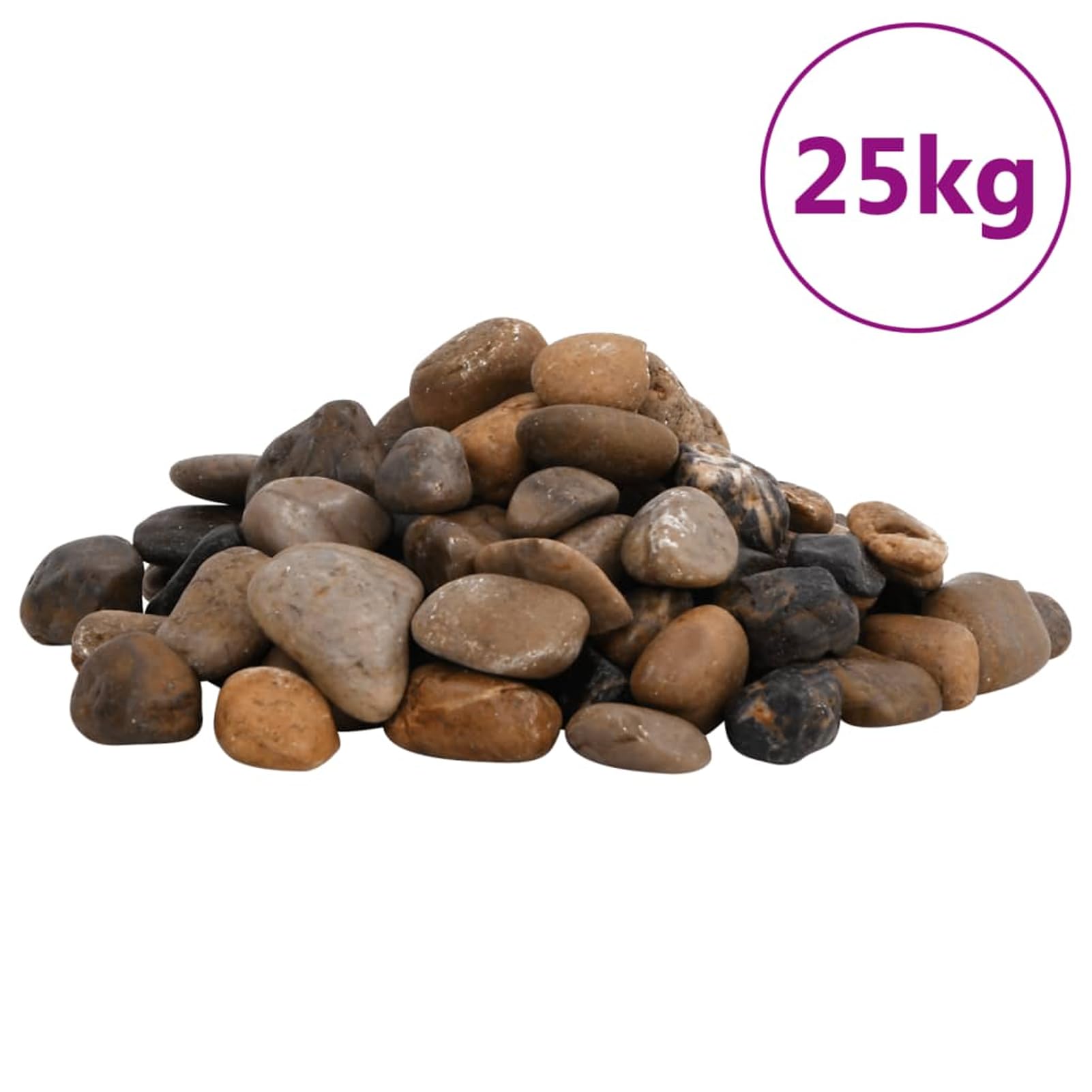Homgoday Polierter Kieselstein, 2-5 cm, 25 kg, Mehrfarbig, Dekoration für Aquarium & Garten Model3217195