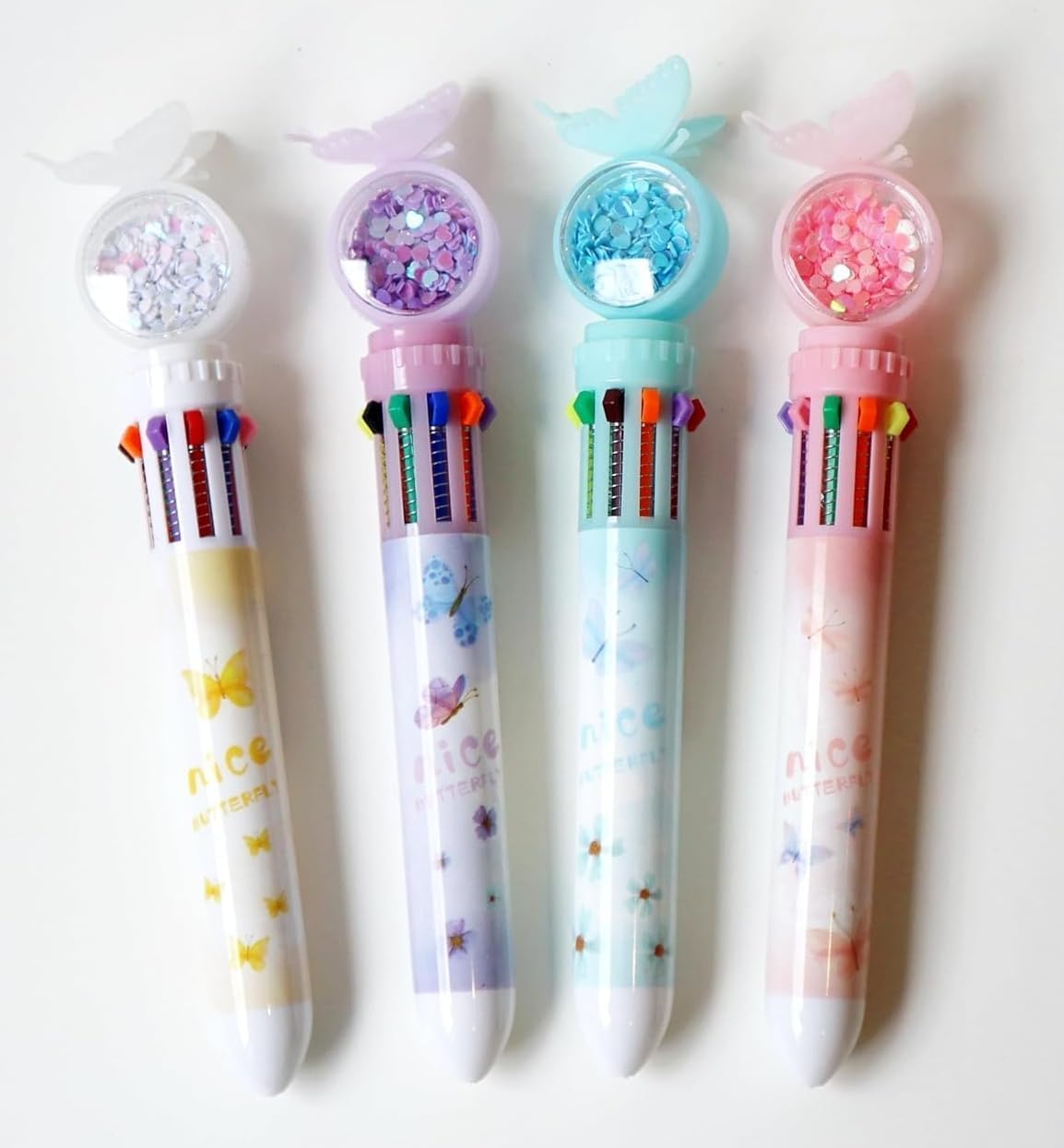 Amazon | 10色ボールペン 4セット 可愛いペン 蝶々 キラキラ