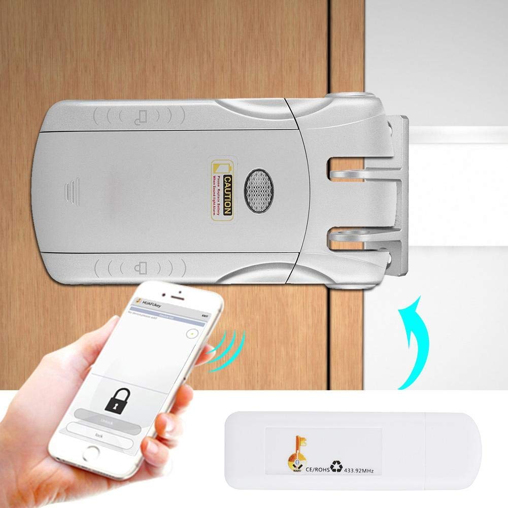Cerradura de Seguridad Inteligente Electrónica Inalámbrica Sin Llave Control Remoto Toque Bloqueado y Desbloqueo (Plata + USB Bluetooth)