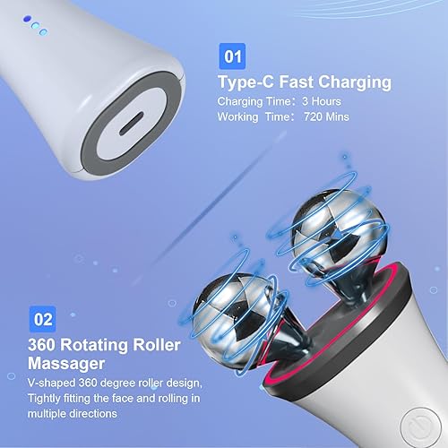 Miniatura 3 de Dispositivo facial Microcurrent - Masajeador facial eléctrico para levantar la cara, dispositivo facial de microcorriente para cara y cuello,