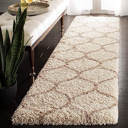 Image of Handwoven Microfibre 3D Rug for Living Room (Ivory & Beige Moroccan, 2 X 5 Feet (Runner), Microfibre)