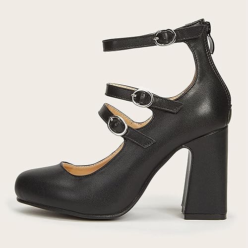 Miniatura 5 de Aniywn Zapatos de cuña para mujer, cómodos, elegantes, de verano, con tacón grueso, retro, elegantes, con hebilla de tobillo, botas, sandalias