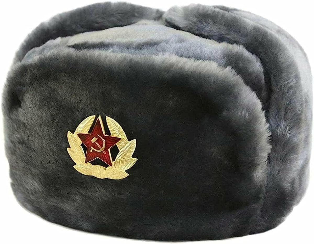 Soviet Style Winter Hat | Faux Fur Ushanka Cossack Hat with Ear