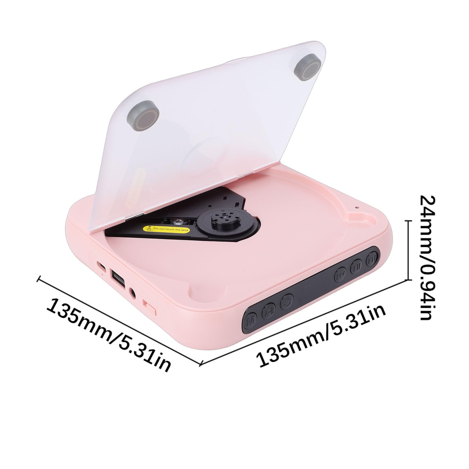 Cocoarm Lettore CD Portatile, Lettore CD Portatile Ricaricabile con Bluetooth 5.3, Doppi Altoparlanti Stereo, Batteria da 2000 MAh, Display LCD, Cuffie USB AUX per Casa, Auto all'aperto (PINK)