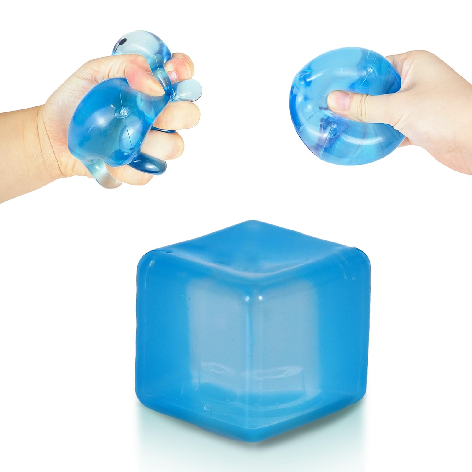 Photo 1 of Fxnztumyth 1Pcs(1.97") Ice Cube Squishy Toys, Durable Stress Balls, Silent Sensory Fidget Toys for Anxiety Relief, Soft Squeeze Cube Toy for Boys Girls Age 3+, Party Favors Classroom Prizes