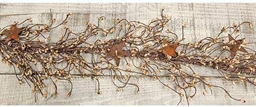 CWI - Guirnalda de bayas y estrellas, 40 pulgadas, guirnalda artificial para manto, arco, mesa y entrada, mancha de té