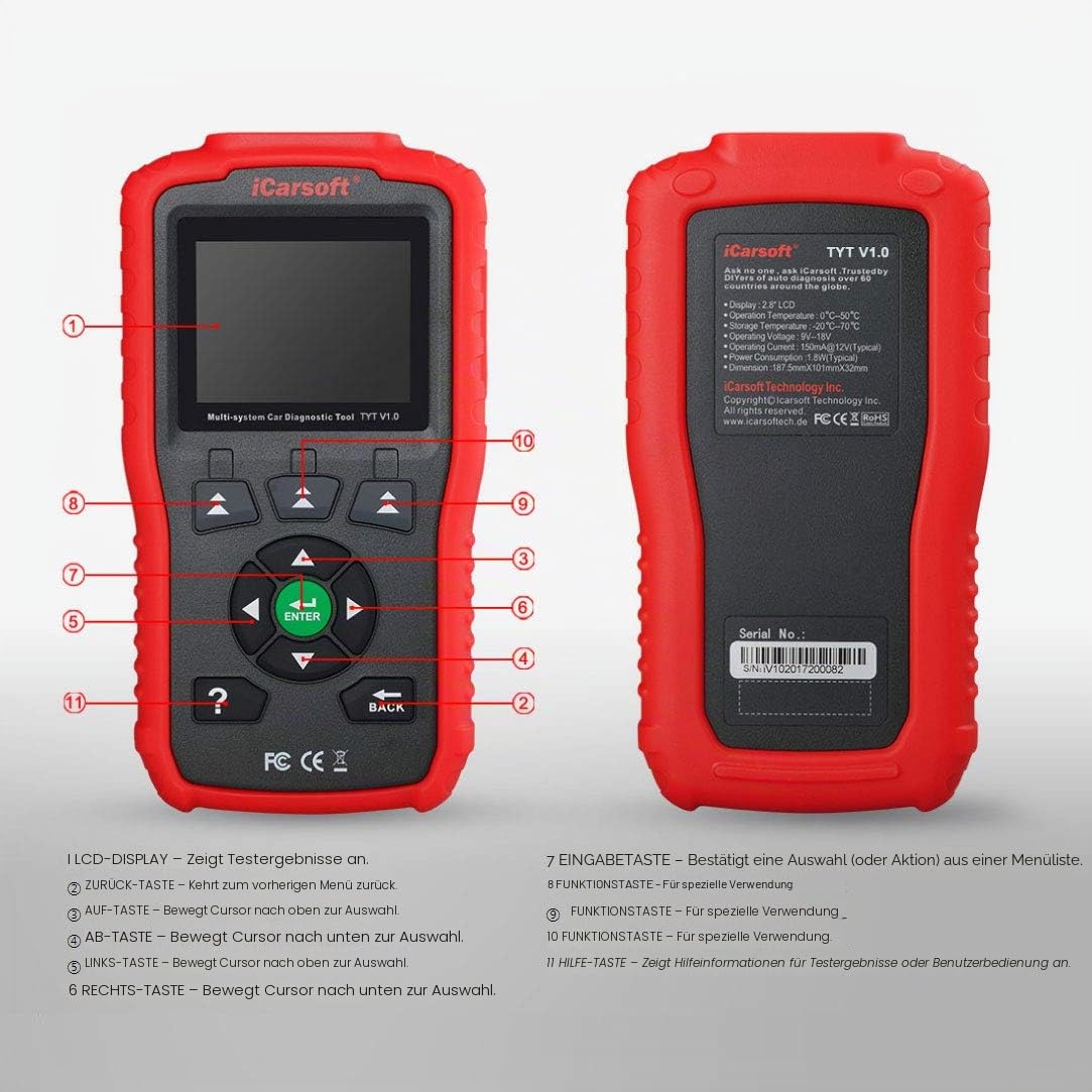 iCarsoft TYT V1.0 Diagnose OBD Scanner für Toyota/Lexus/Scion/Isuzu