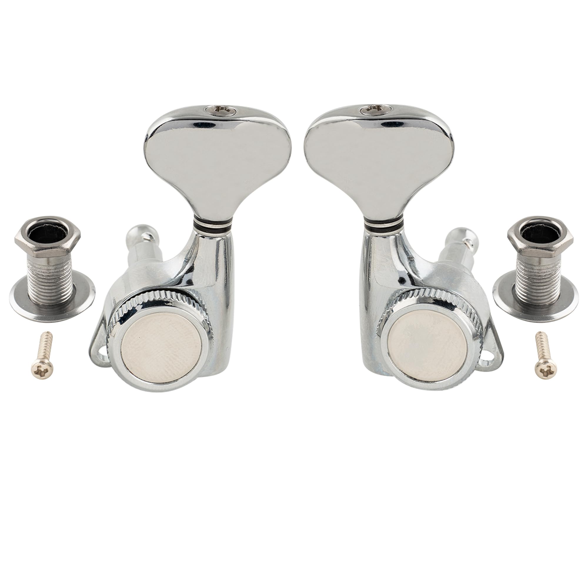 Musiclily Pro 3L+3R Ratio 18:1 Sellado Guitarra Clavijeros Bloqueo Clavijas de Afinación con Botones Y-Style Tornillo 45 Grados para Guitarra Eléctrica/Acústica tipo LP SG, Cromado