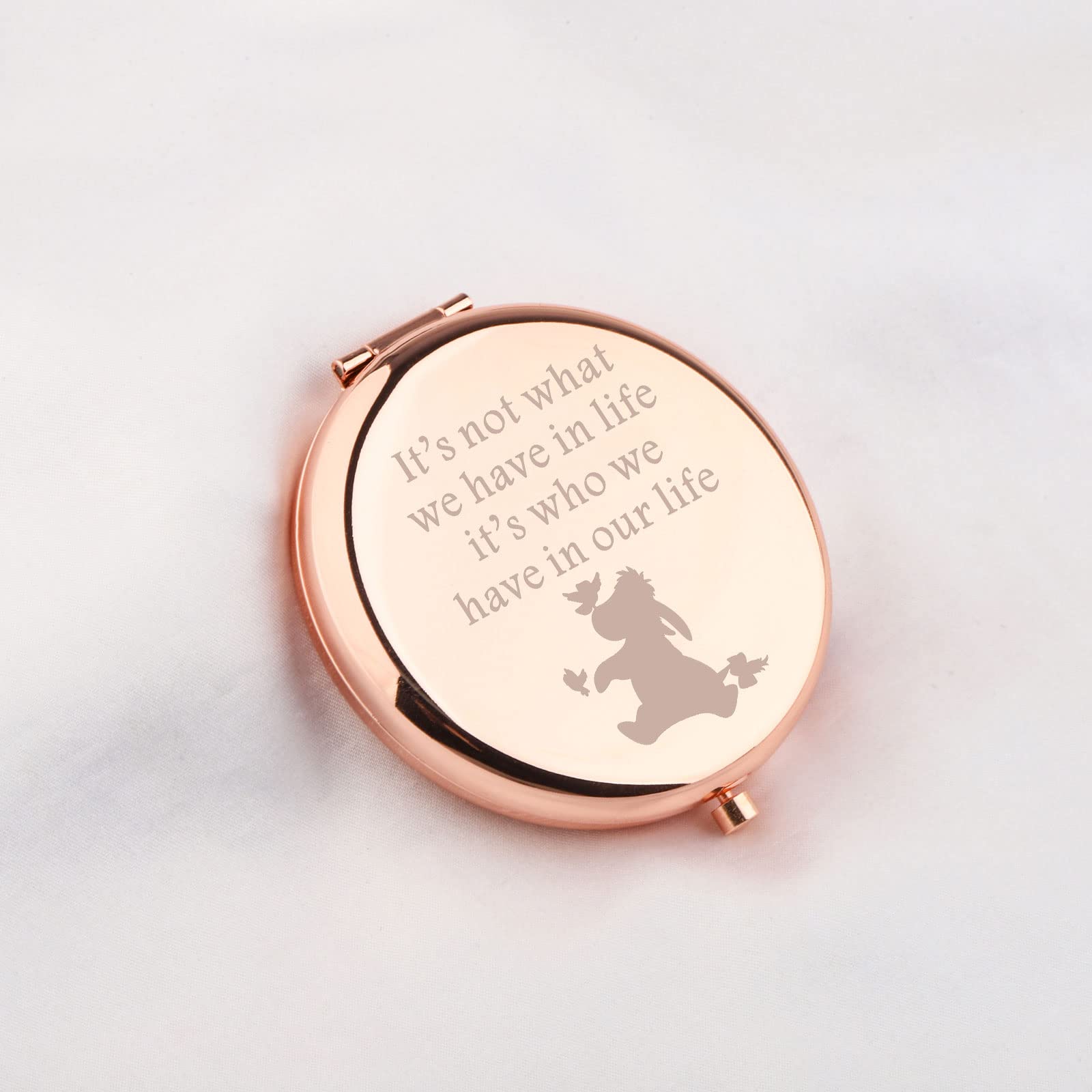 WUSUANED Donkey Makeup Mirror It's Not What We Have in Life It's Who We Have in Our Life Jewelry Donkey Lover Gift (Eeyore Lover Mirror