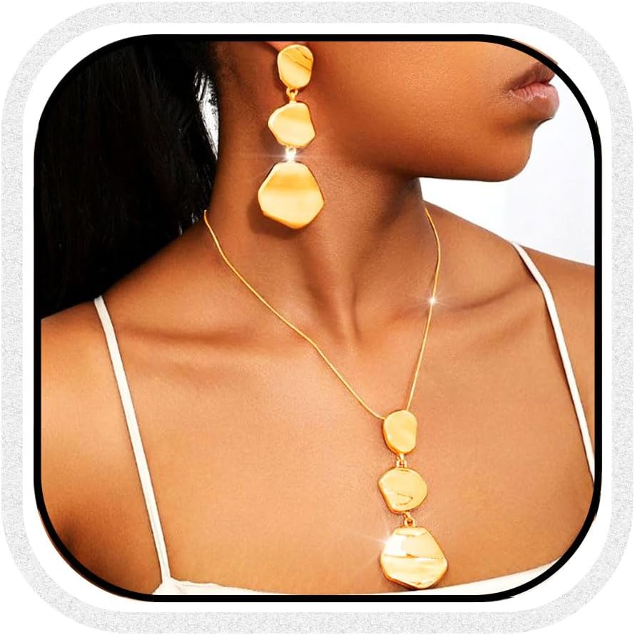 African Pendant Necklace Jewelry Set Gold Africa Necklaces Earrings Sets for Women