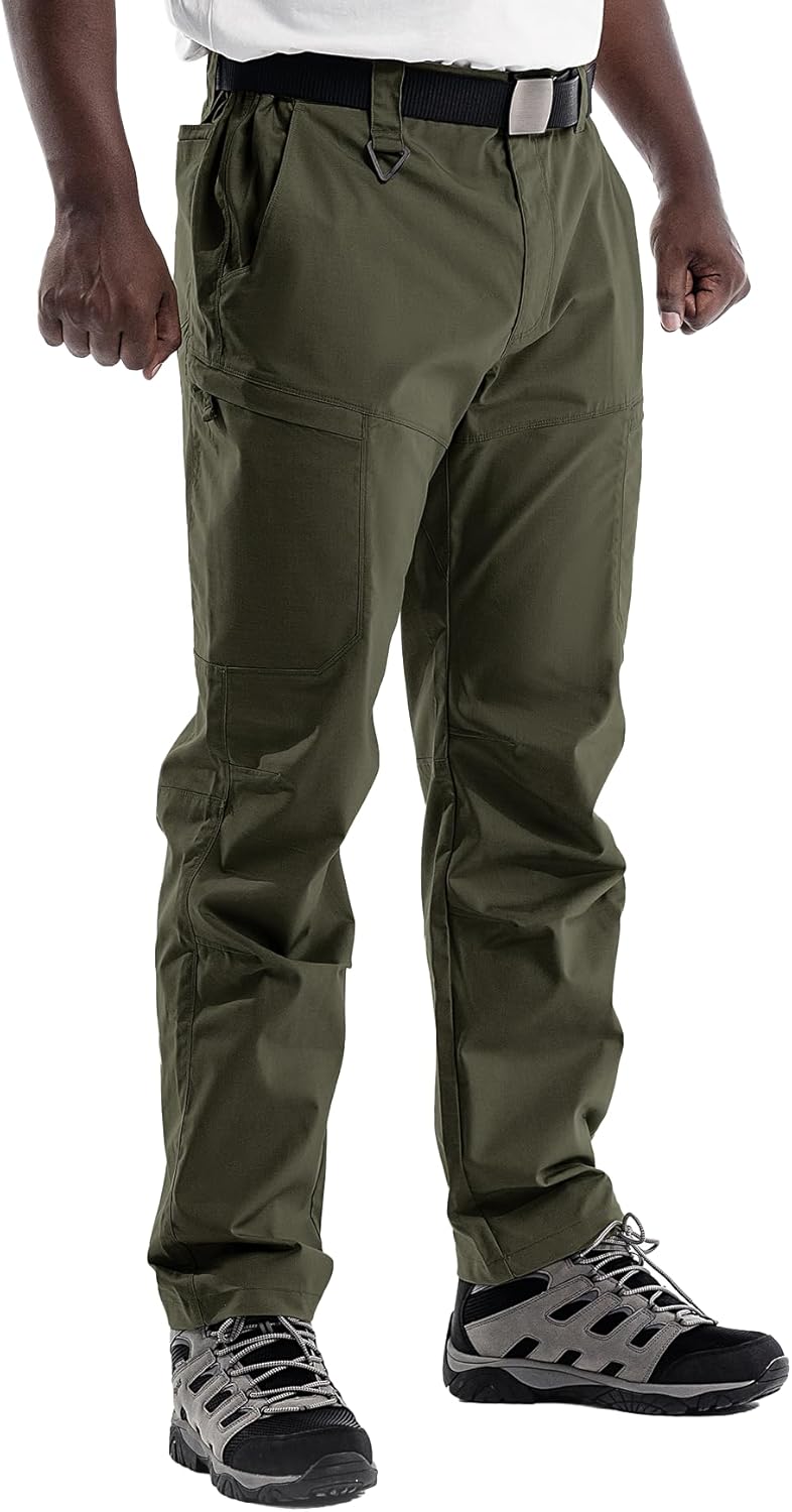 Flyplus Men's Tactical Pants 8-Pocket Ripstop Cargo Work Pants Waterproof Lightweight for Outdoor Hiking Fishing