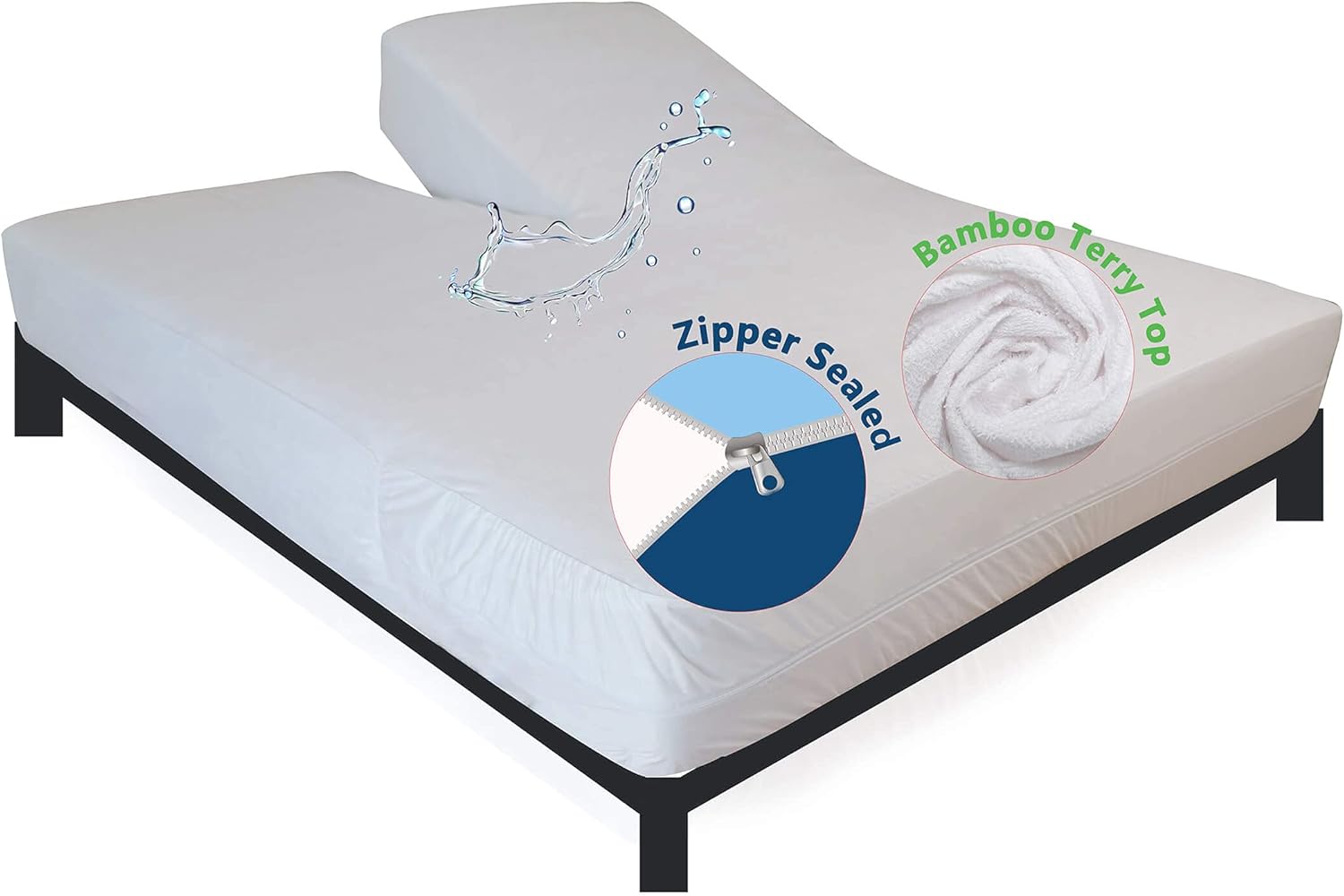 Zippered 32" Split Top King Mattress Protector for
