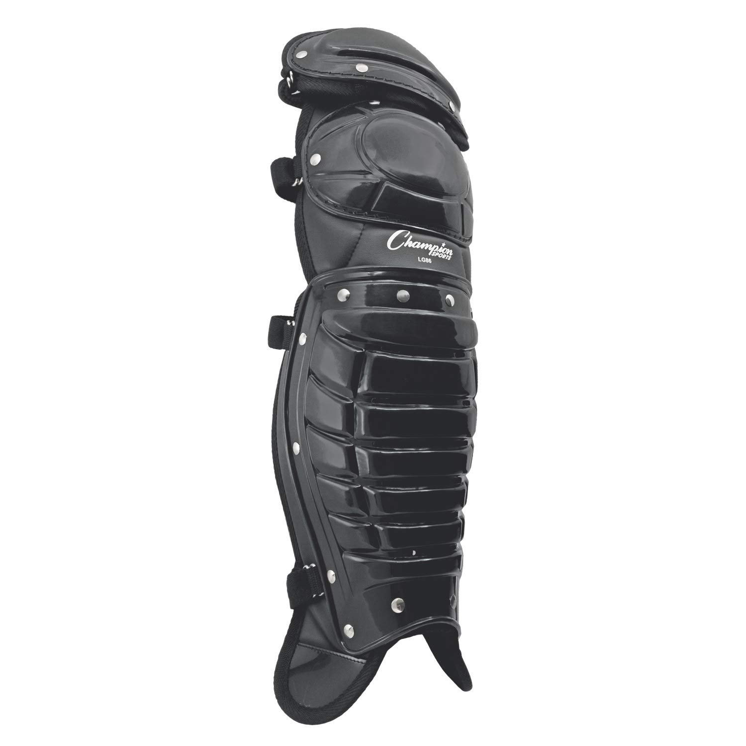 Champion Sports Protectores de Pierna para árbitro: espinilleras de árbitro Doble con alas para béisbol y Softball, 41,9 cm para Adultos, Color Negro