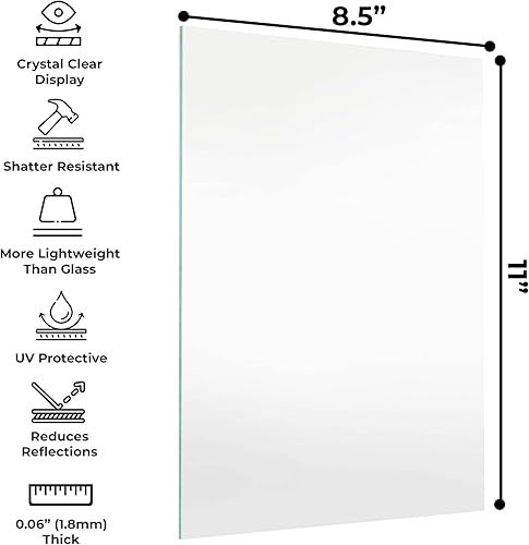 Miniatura 3 de Poster Palooza Marco acrílico de 8.5 x 11 pulgadas, no deslumbrante, reemplazo de acrílico de grado para marcos de fotos de 10 x 12 pulgadas, lámina
