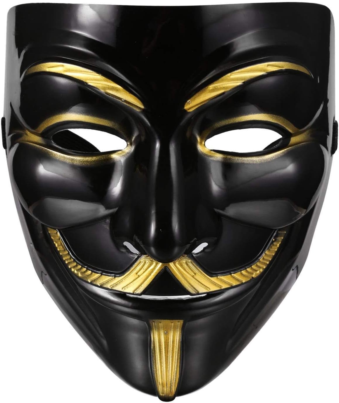 Plastic Fawkes Mask Anonymous VIP Edition Face-Mask Perfect Fit Cosplay Protest V for Vendetta DC Comics (Black)