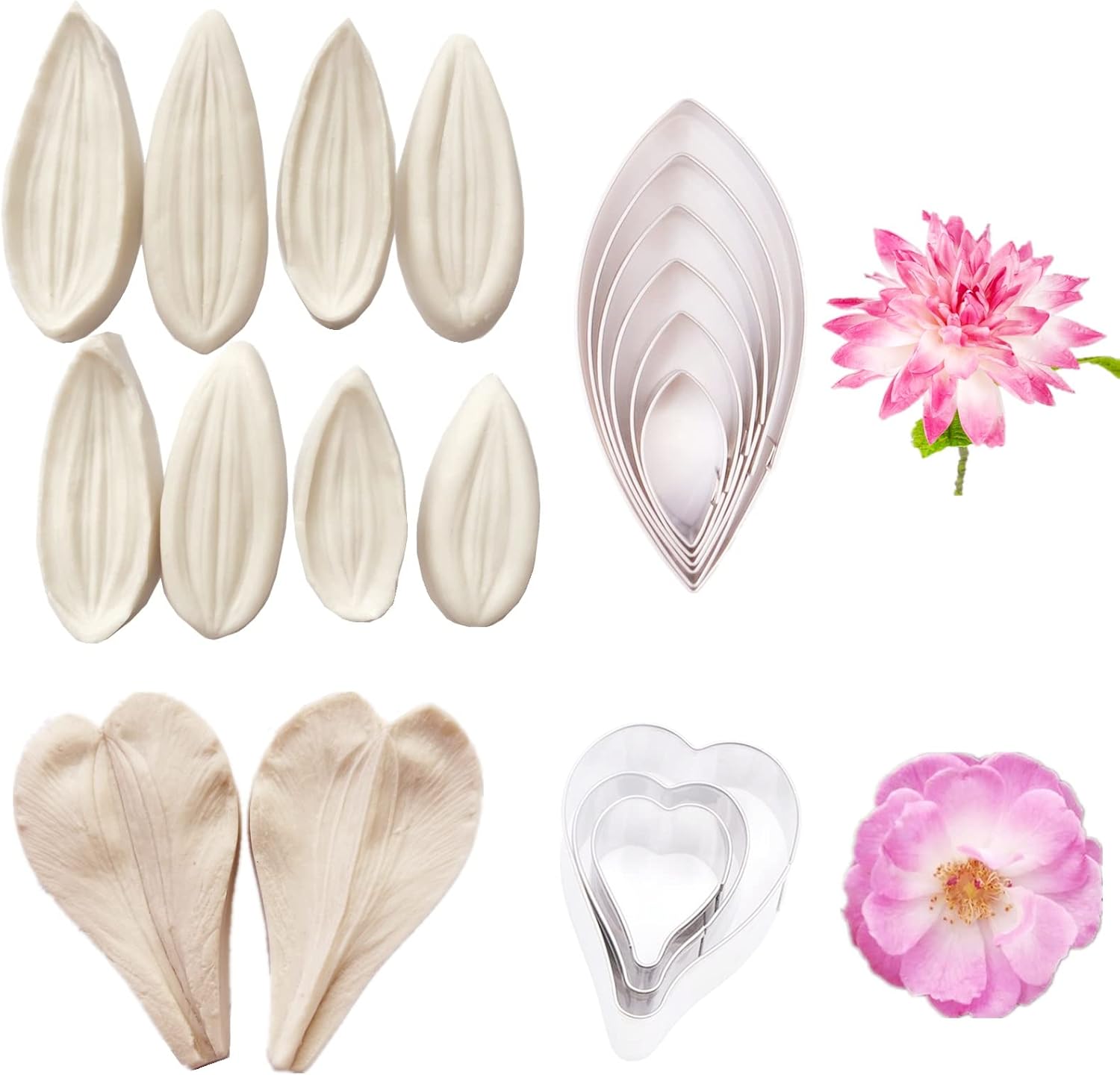 12set Gum Paste Flower Tools- Gumpaste Flower Molds and Fondant Cutters Sugar Cookie Cutter Sugar Paste Making tools for Fondant Wedding,Birthday Cake Decorating