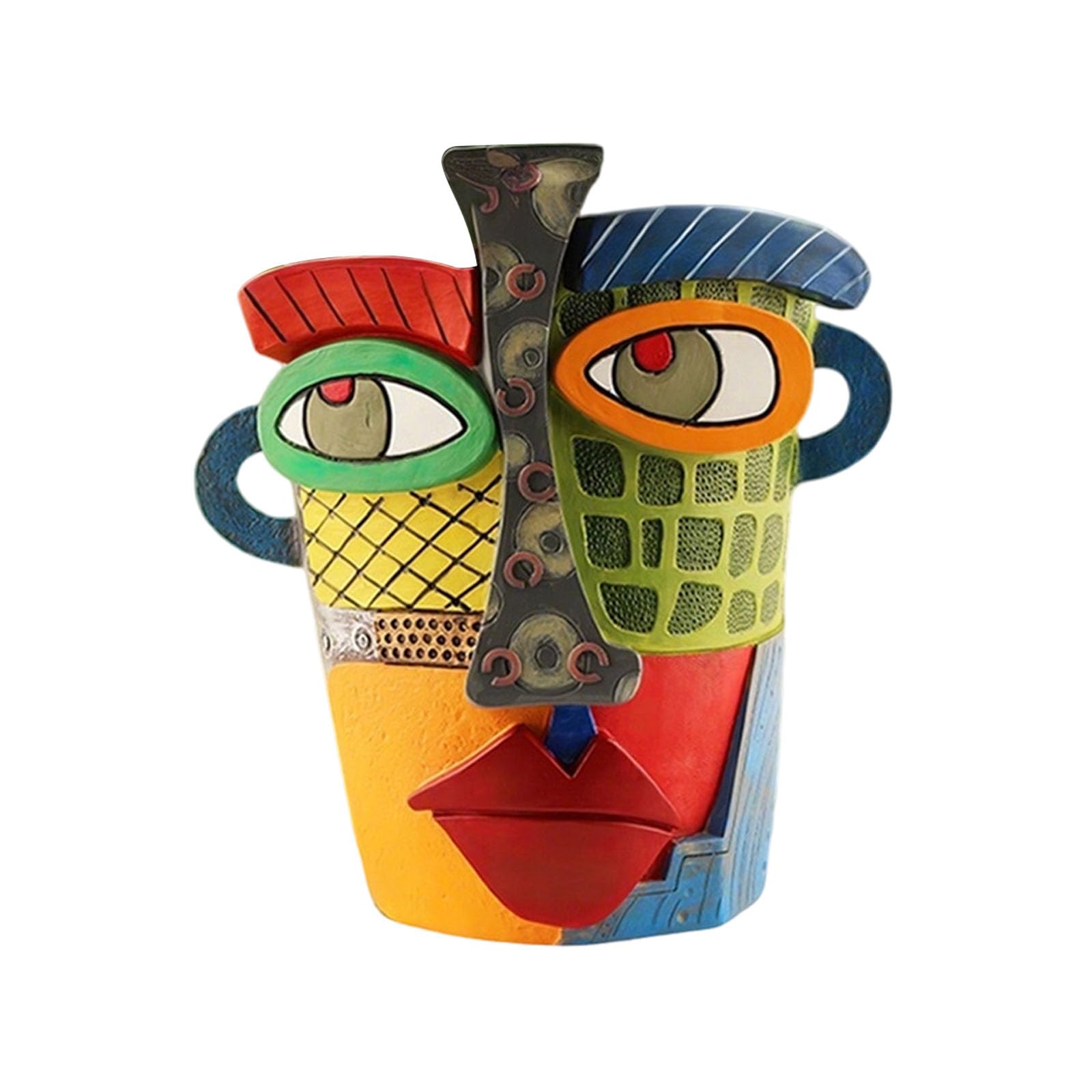 Msioytog Women's Xcg Unique Resin Sculpture Planter With Abstract Face Design For House And Work Area Styling Artistic Plant Lovers