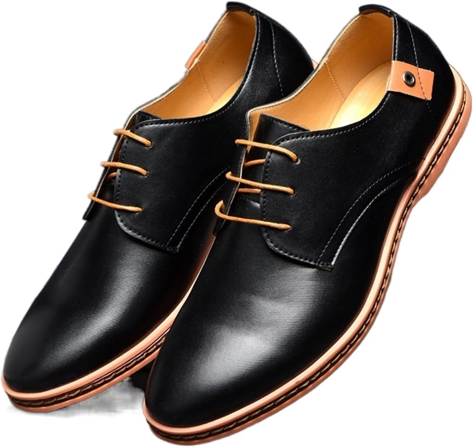 Blackshoes Men Leather Shoes Spring Round Toe Tooling Single Shoes Male Large Comfortable Breathable Casual Leather Shoes (Color : Hortel�, Size : 42)
