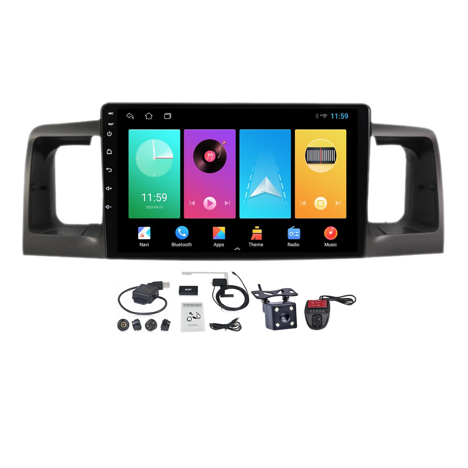 Android 12 Radio estéreo de Coche para Toyota Corolla E130 2000-2004 con Carplay Android Auto Control del Volante 9 Pulgadas de Pantalla táctil con Bluetooth GPS 4G WiFi SWC FM RDS ( Size : M100CP )